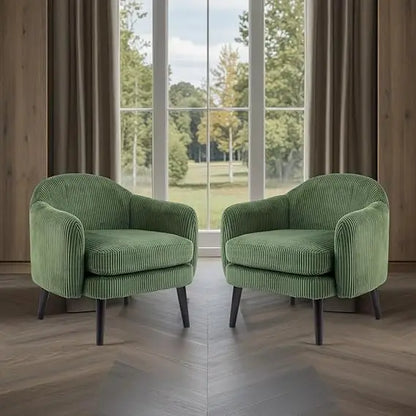 30.3 " Modern Barrel Accent Armchairs, Set of 2, with Track Armrest, Solid Wooden Legs, Comfortable, Upholstered Chairs