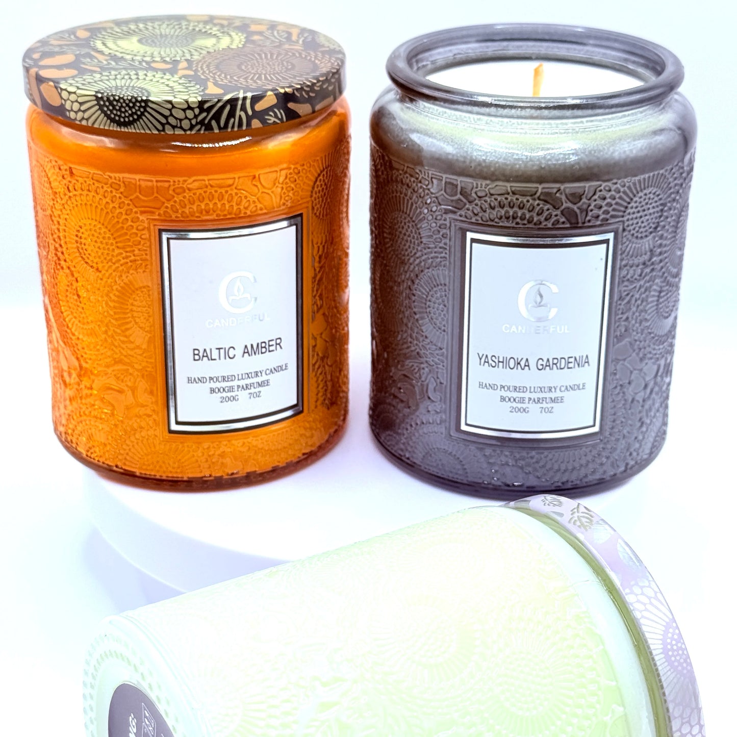 Scented Aromatherapy Candle Embossed Glass 5 Scents 40 Hour Burn