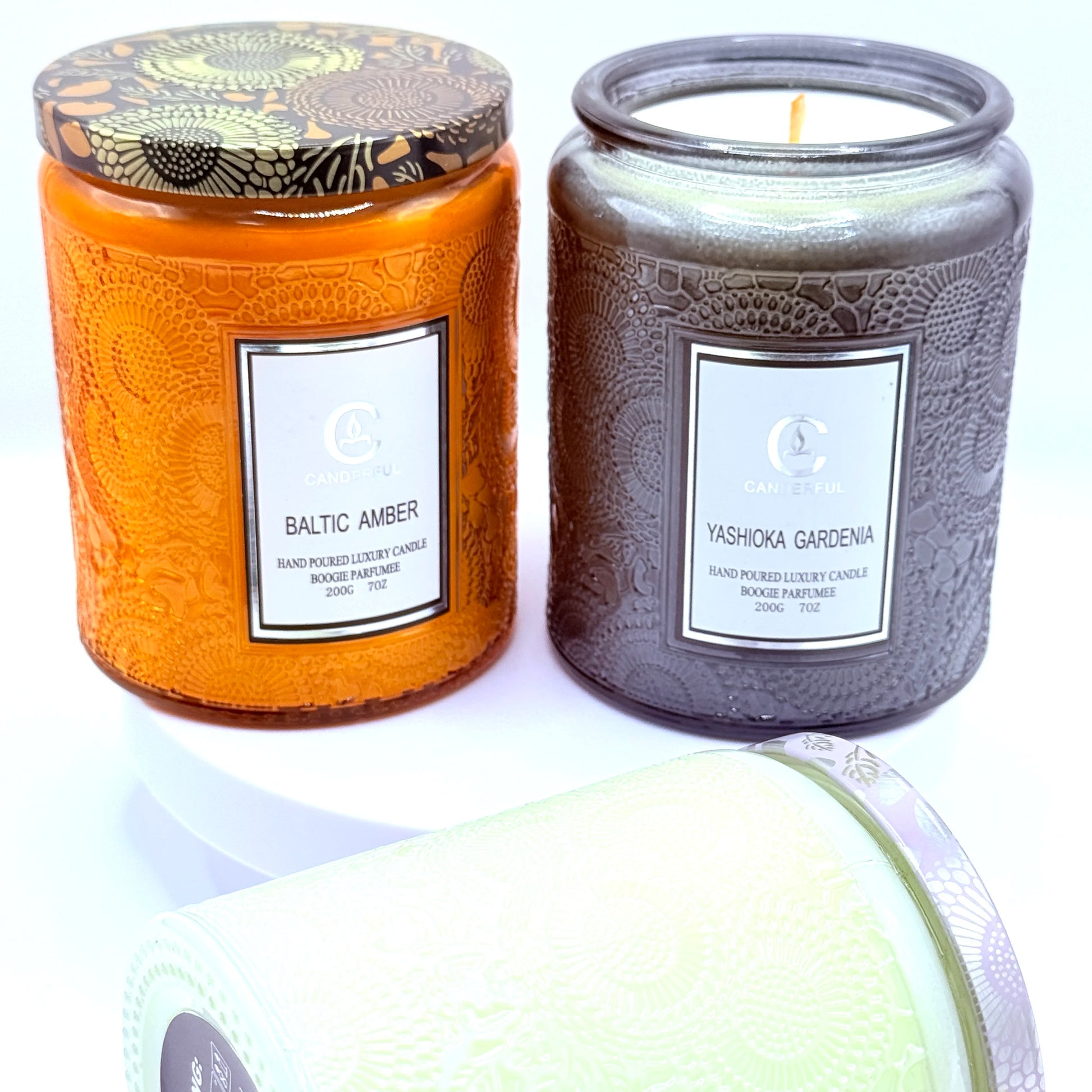 Scented Aromatherapy Candle Embossed Glass 5 Scents 40 Hour Burn