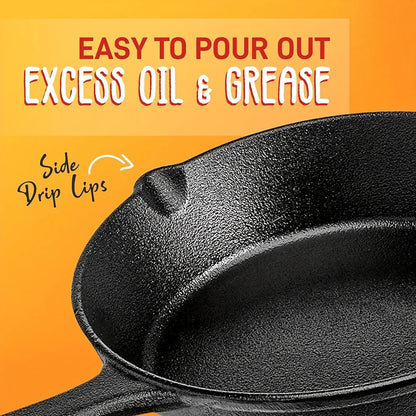 Cast Iron Skillet Set 3PCS Pre-Seasoned Non-Stick