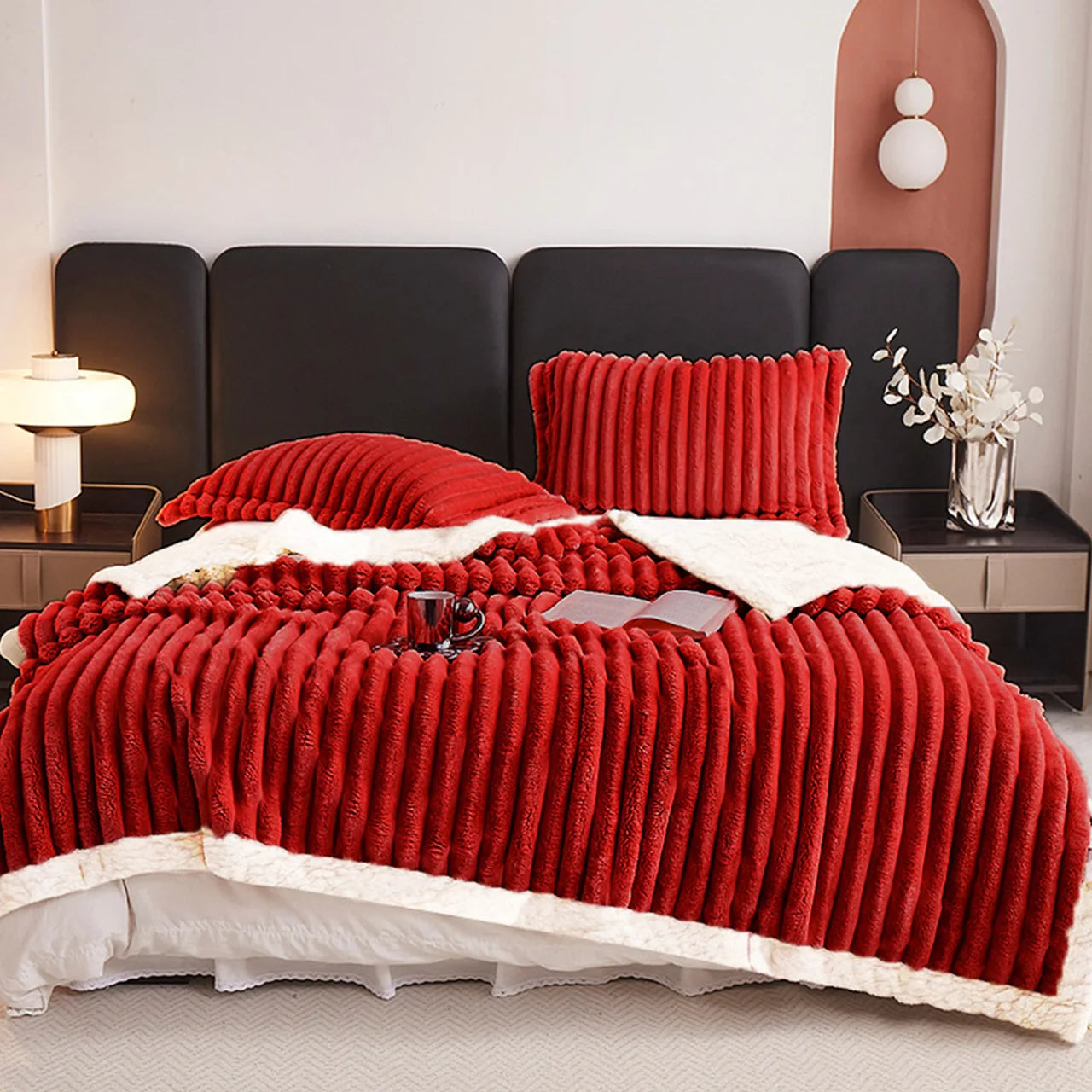 Weighted Blanket Soft Warm Fleece with Sherpa Cozy Comfort Bedding