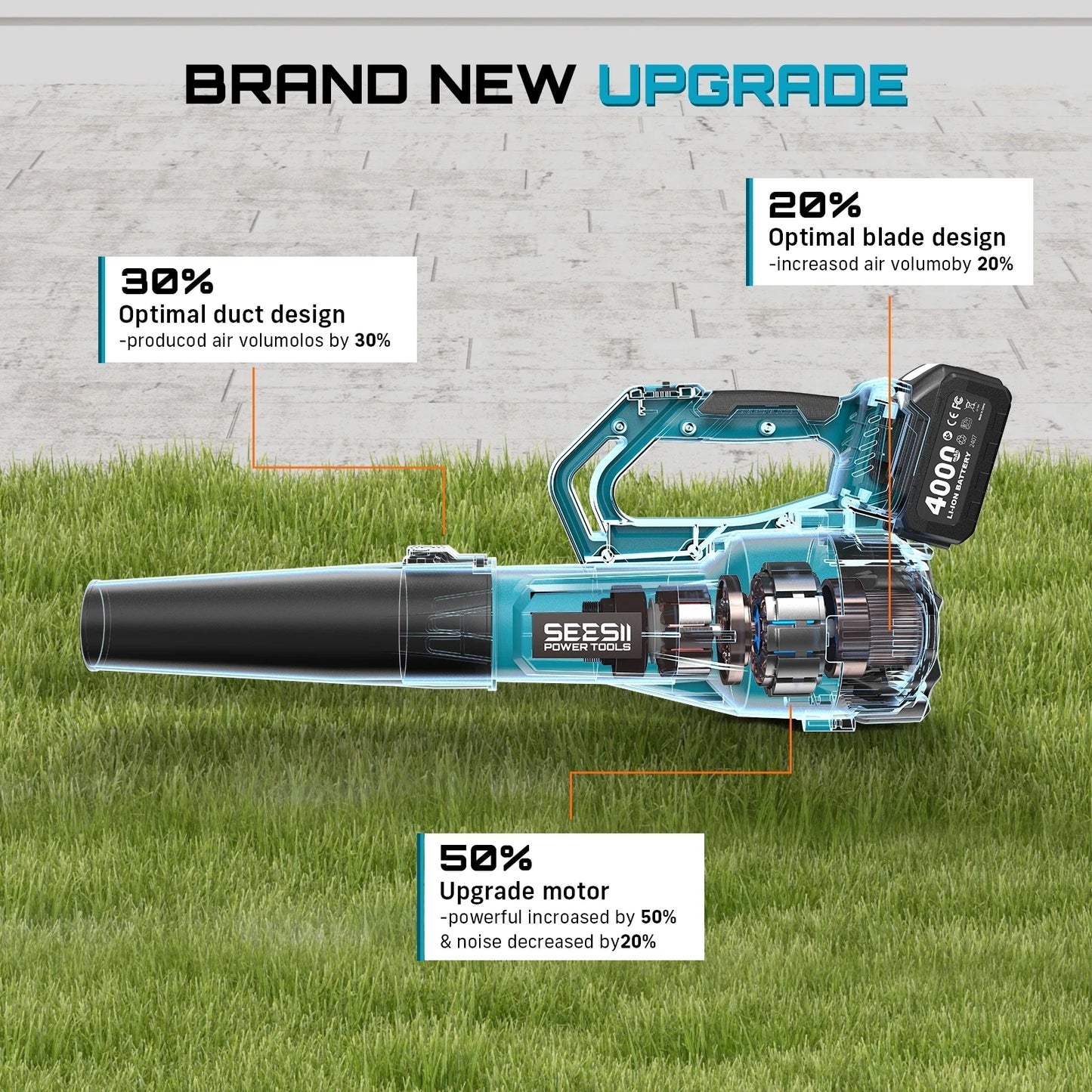 Cordless Turbo Leaf Blower Snow Removal 18v Battery Operated
