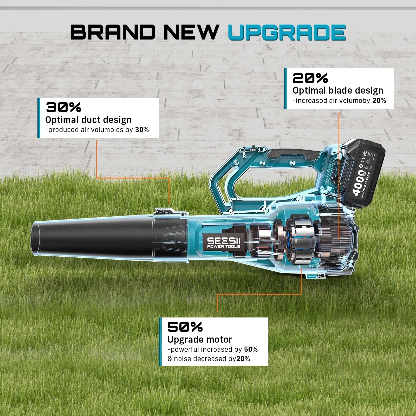 Cordless Turbo Leaf Blower Snow Removal 18v Battery Operated