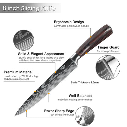 8 Inch Slicing Knife Japanese Kitchen Knife German Stainless Steel