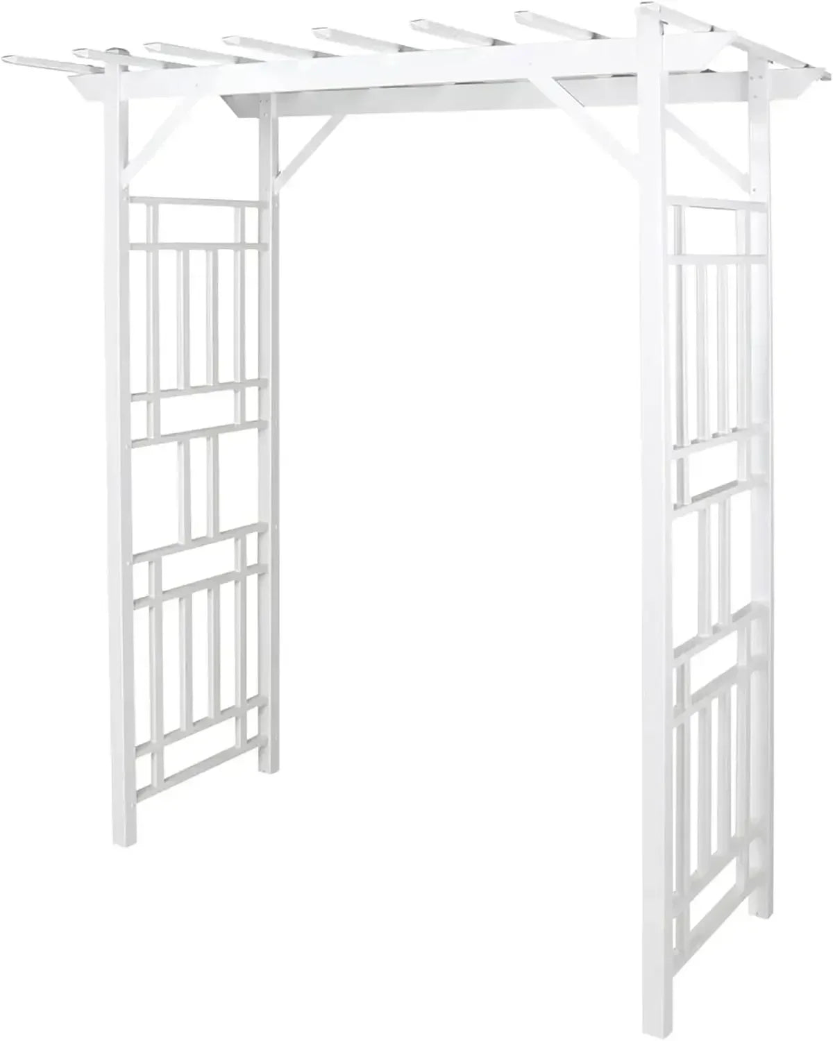 Wellington Vinyl Garden Archway, White, 72" x 85" w/ Trellis Sides for Climbing Plants