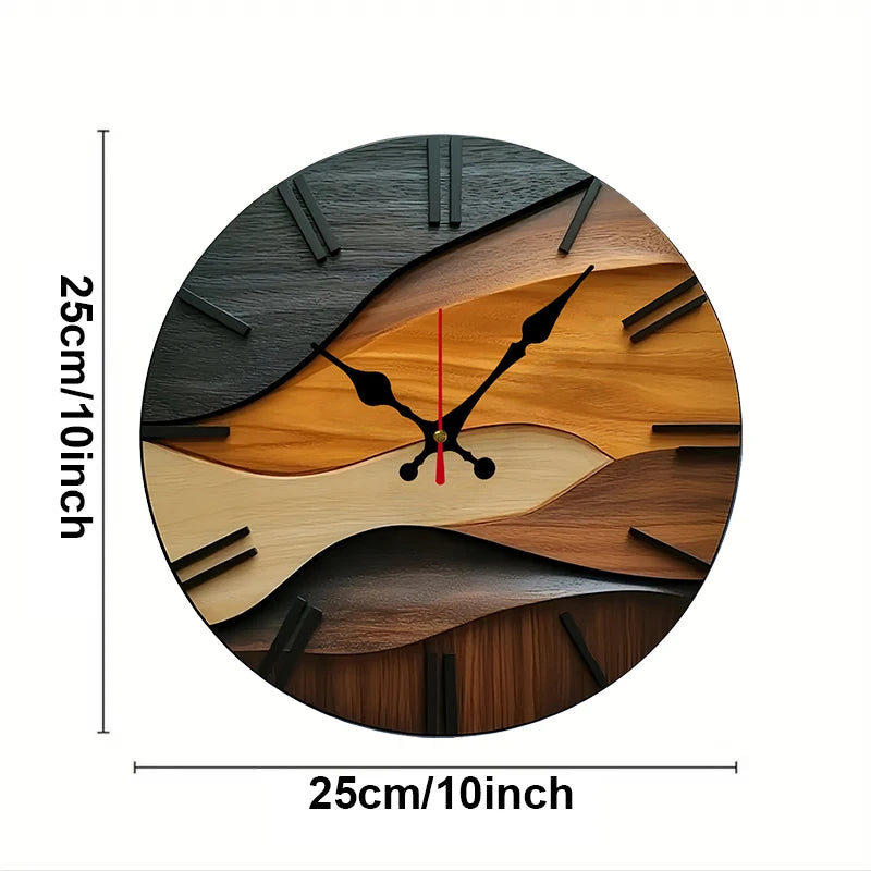 Nordic Wall Clock Modern 2D Flat Wooden Silent Hanging Design