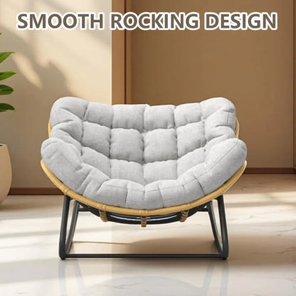 Rattan Egg Chair Oversized Swivel Rocking Lounge Chair with Cushion