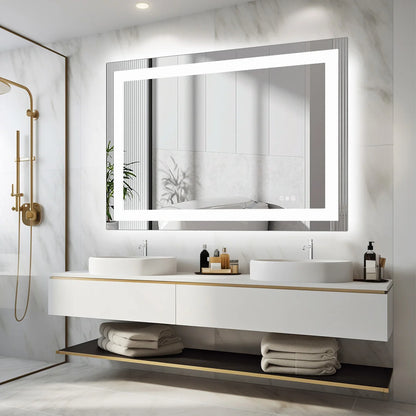 LED Mirror Tempered Glass with Memory Function Front & Backlit Light