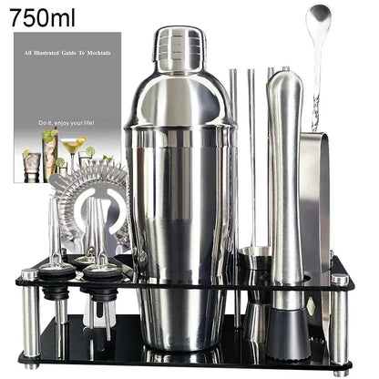 Cocktail Shaker Set 13 Piece Stainless Steel Bar Tools with Stand