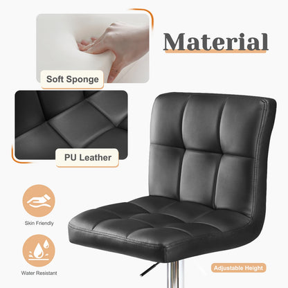 PU Leather Bar Stools Set of 3 26 Inch Swivel Counter Height Chairs