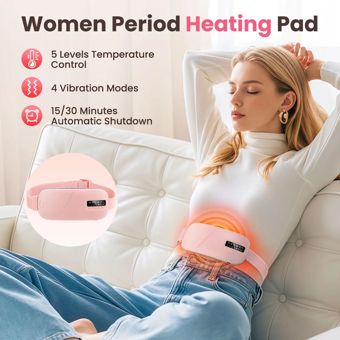 Wireless Heating Pad Menstrual Thermal Massager Belt for Period Relief