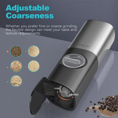 Electric Salt and Pepper Grinder Stainless Steel Adjustable Fineness