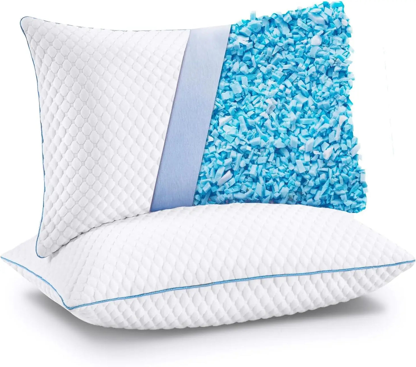 King Size Cooling Pillows Set of 2, Adjustable Shredded Memory Foam, Gel Infused 20x36 Inches
