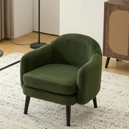 30.3 " Modern Barrel Accent Armchairs, Set of 2, with Track Armrest, Solid Wooden Legs, Comfortable, Upholstered Chairs