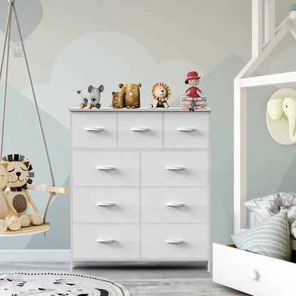 9 Drawer Dresser Tall Chest Organizer with Fabric Drawers