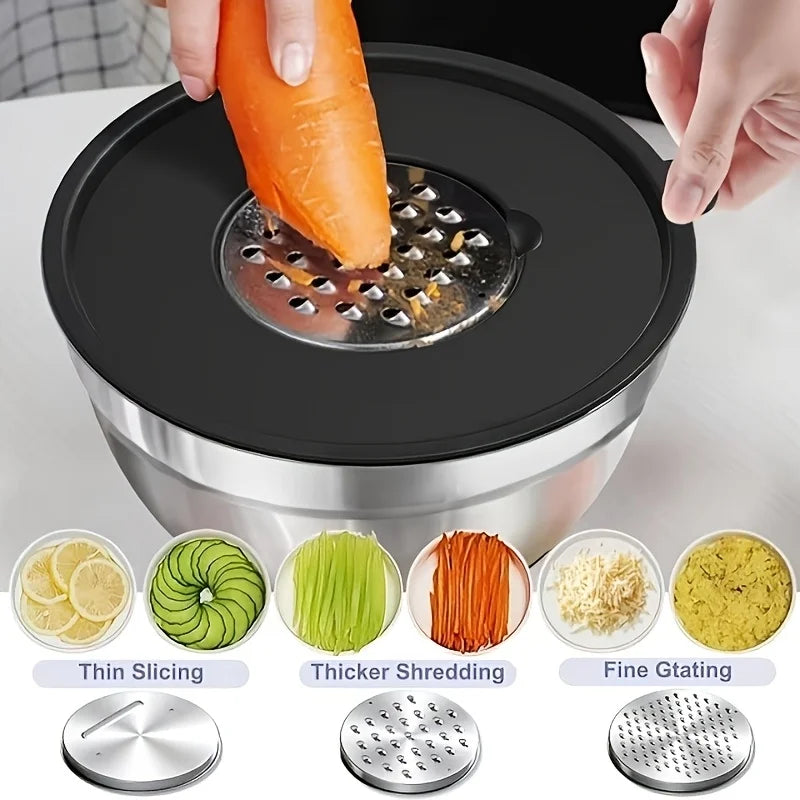 Stainless Steel Mixing Bowl Set 13 Piece With Lids and Graters