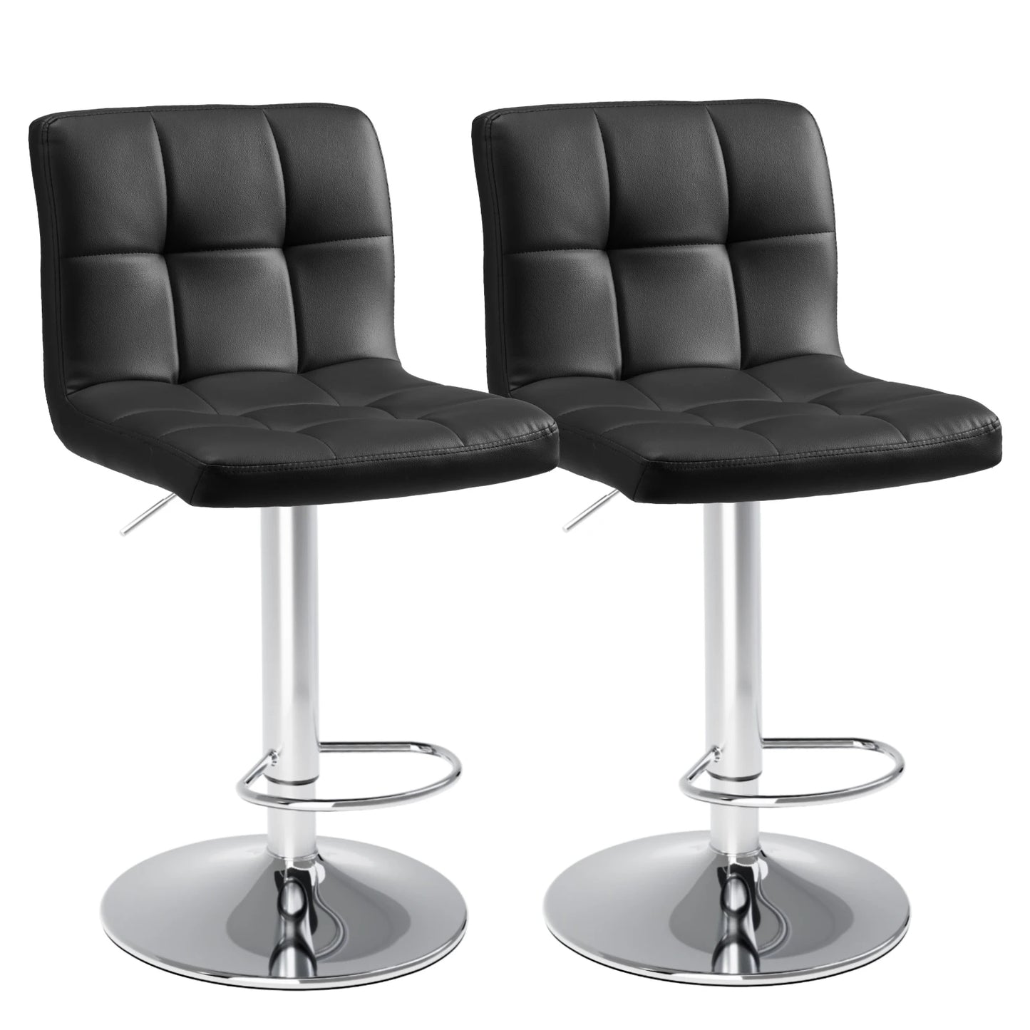 PU Leather Bar Stools Set of 3 26 Inch Swivel Counter Height Chairs