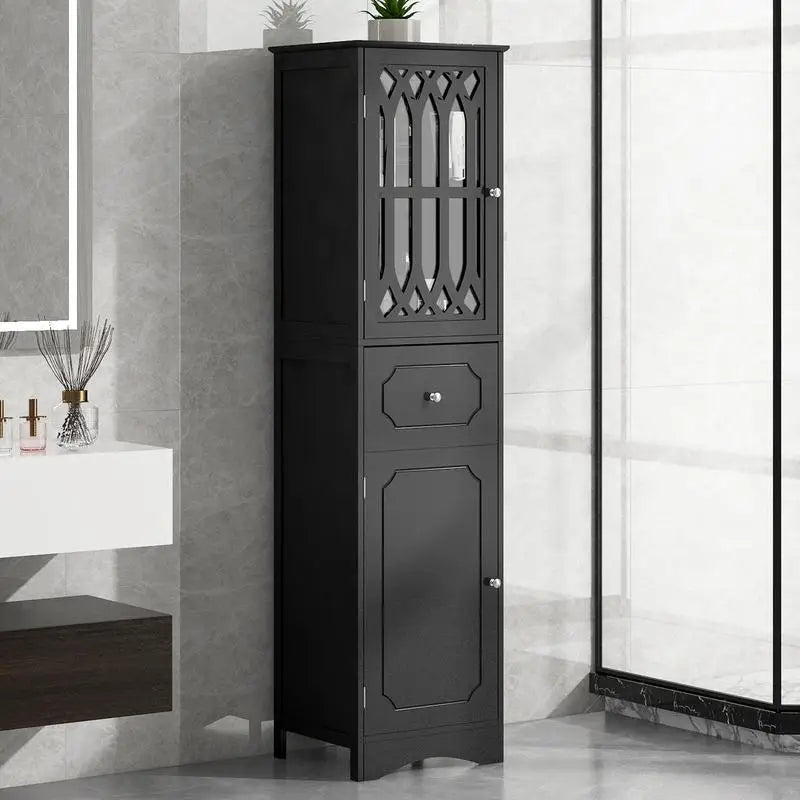 Freestanding Storage Cabinet Tall with Drawer Acrylic Door