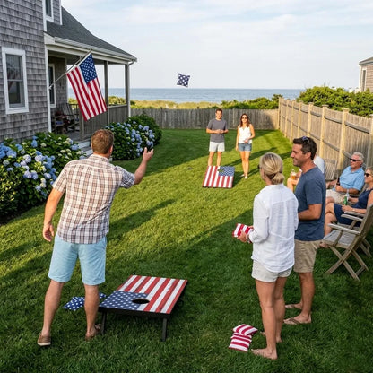 Portable Cornhole Board Set - Premium MDF Wood, 8 Bean Bags