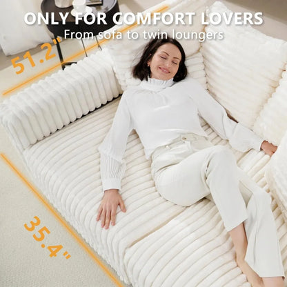 Oversized Cloud Couch Convertible 4 Seat Corduroy Sofa