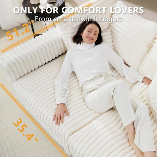Oversized Cloud Couch Convertible 4 Seat Corduroy Sofa