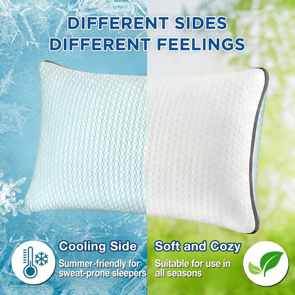 Cooling Pillows Queen Size, Set of 2, Shredded Memory Foam Pillows with Removable Cover
