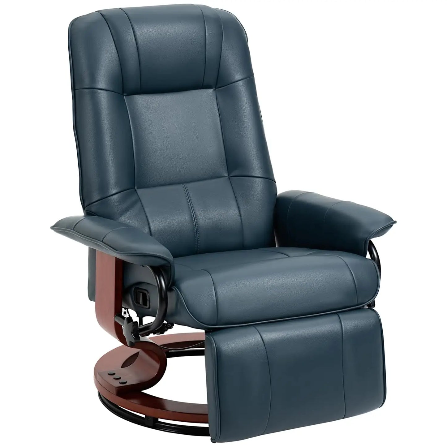Faux Leather Recliner Chair Manual Swivel Lounge Chair With Footrest