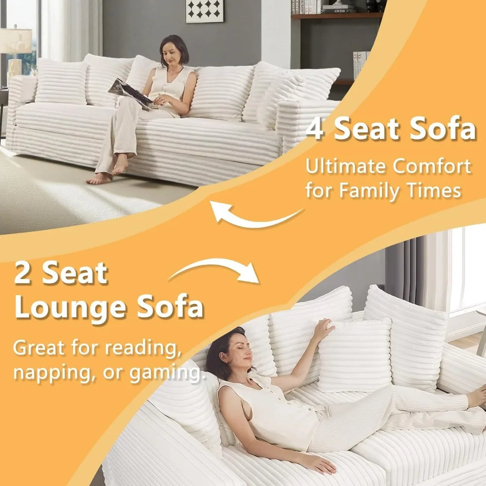 Oversized Cloud Couch Convertible 4 Seat Corduroy Sofa
