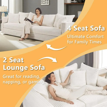 Oversized Cloud Couch Convertible 4 Seat Corduroy Sofa