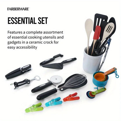 28-piece kitchen utensils and gadgets set in assorted colors