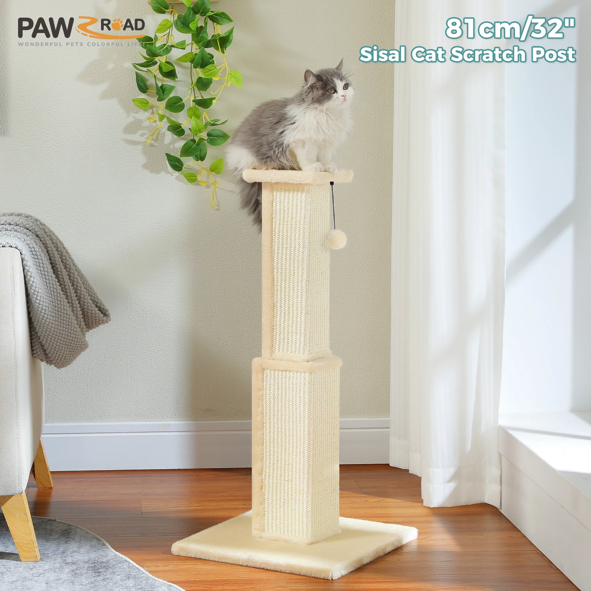 Cat Scratching Post Large Woven Sisal Dangling Ball Toy