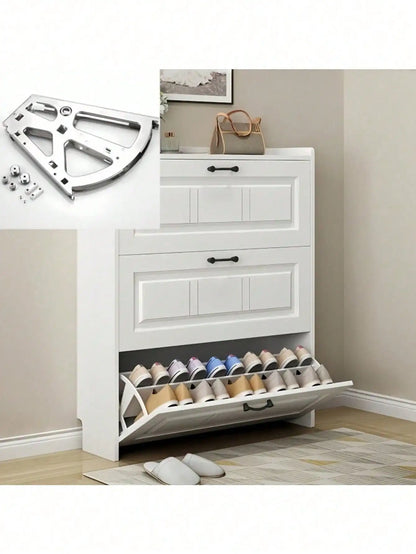 Rotating Shoe Cabinet Double Layer Stainless Steel Space Saving