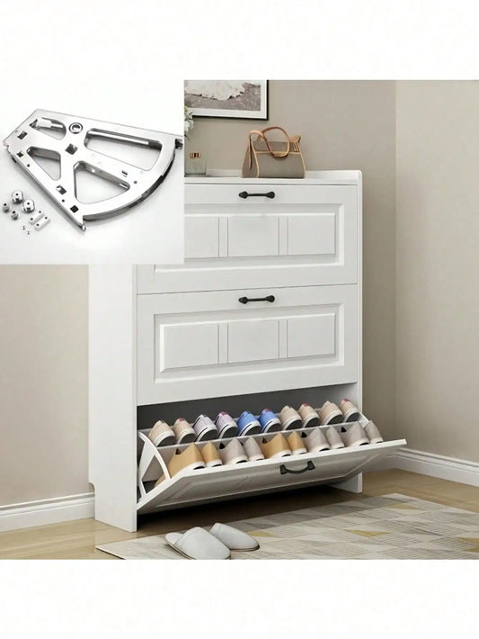 Rotating Shoe Cabinet Double Layer Stainless Steel Space Saving