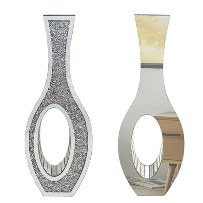 Mirrored Floor Vase Tall Silver Crush Diamond Decorative Vase