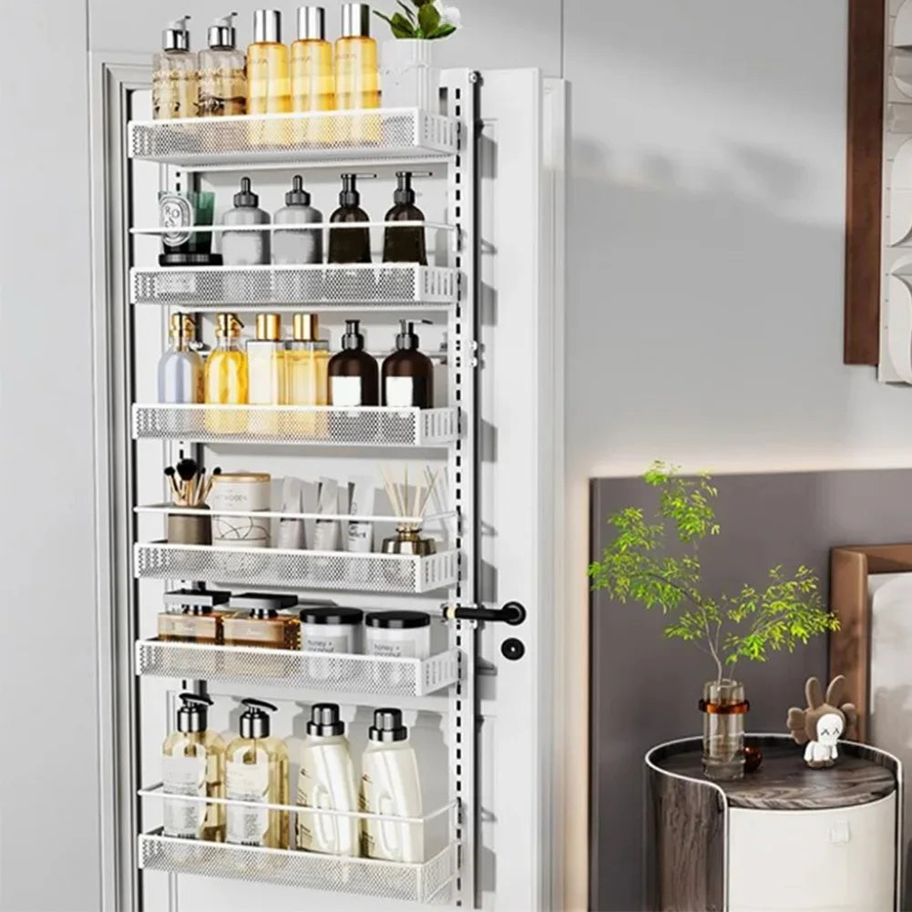 6-Tier Over The Door Pantry Organizer with Adjustable Baskets, Metal Wall Mount Spice Rack