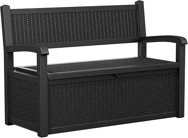 Outdoor Storage Bench 80 Gallon Waterproof Lockable Deck Box