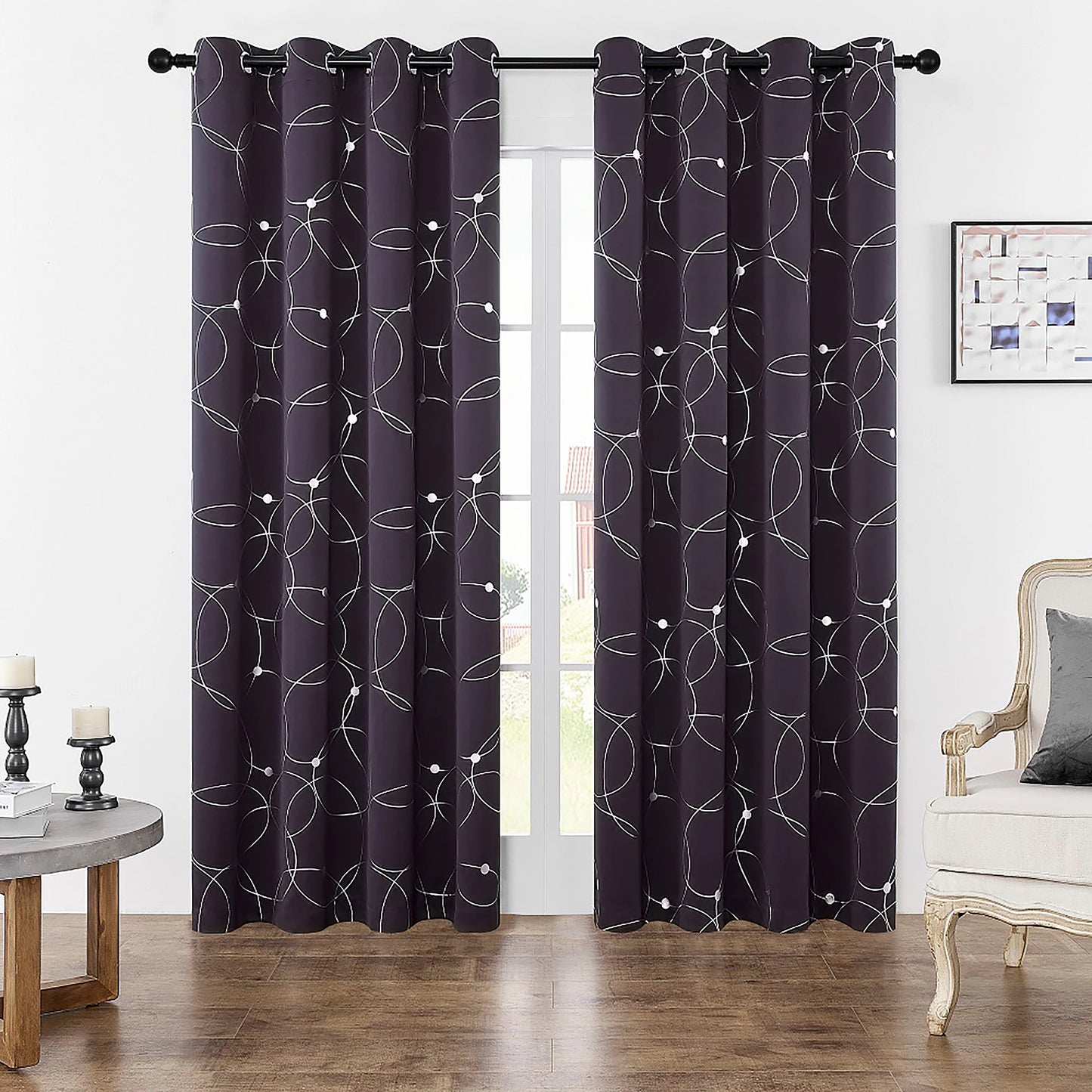 Blackout Curtains Pack of 2 Foil Printed Thermal Insulated Grommets