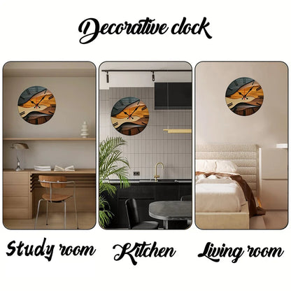 Nordic Wall Clock Modern 2D Flat Wooden Silent Hanging Design