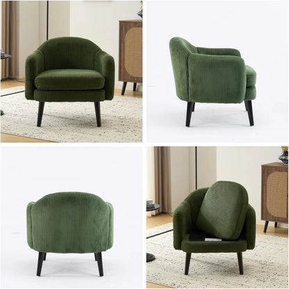 30.3 " Modern Barrel Accent Armchairs, Set of 2, with Track Armrest, Solid Wooden Legs, Comfortable, Upholstered Chairs