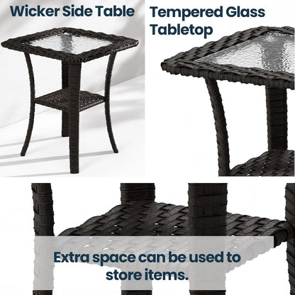3 Piece All-Weather Wicker Swivel Rocker Patio Set With Table & Cloud-Like Cushions