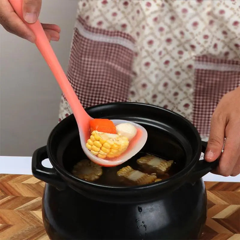 Silicone Soup Ladle 29cm Long Handle Heat Resistant Round Scoop
