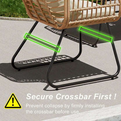 4-Piece Outdoor Patio Set with Cushions & Tempered Glass Table, All-Weather Rattan Bistro Set