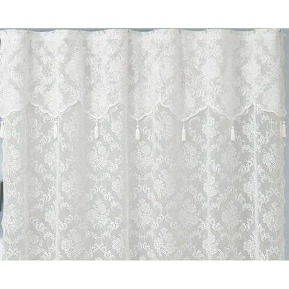 Ivory Shower Curtain with Valance Elegant Tassels Bathroom Curtain