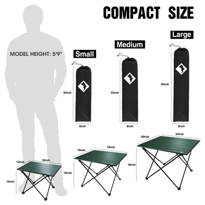 Portable Camping Table Ultralight Aluminum Folding with Carry Bag