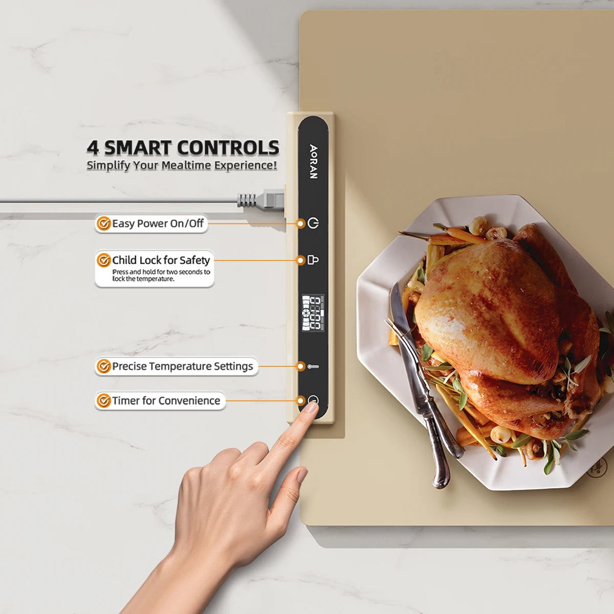 Food Warming Plate Adjustable Temperature Silicone Foldable