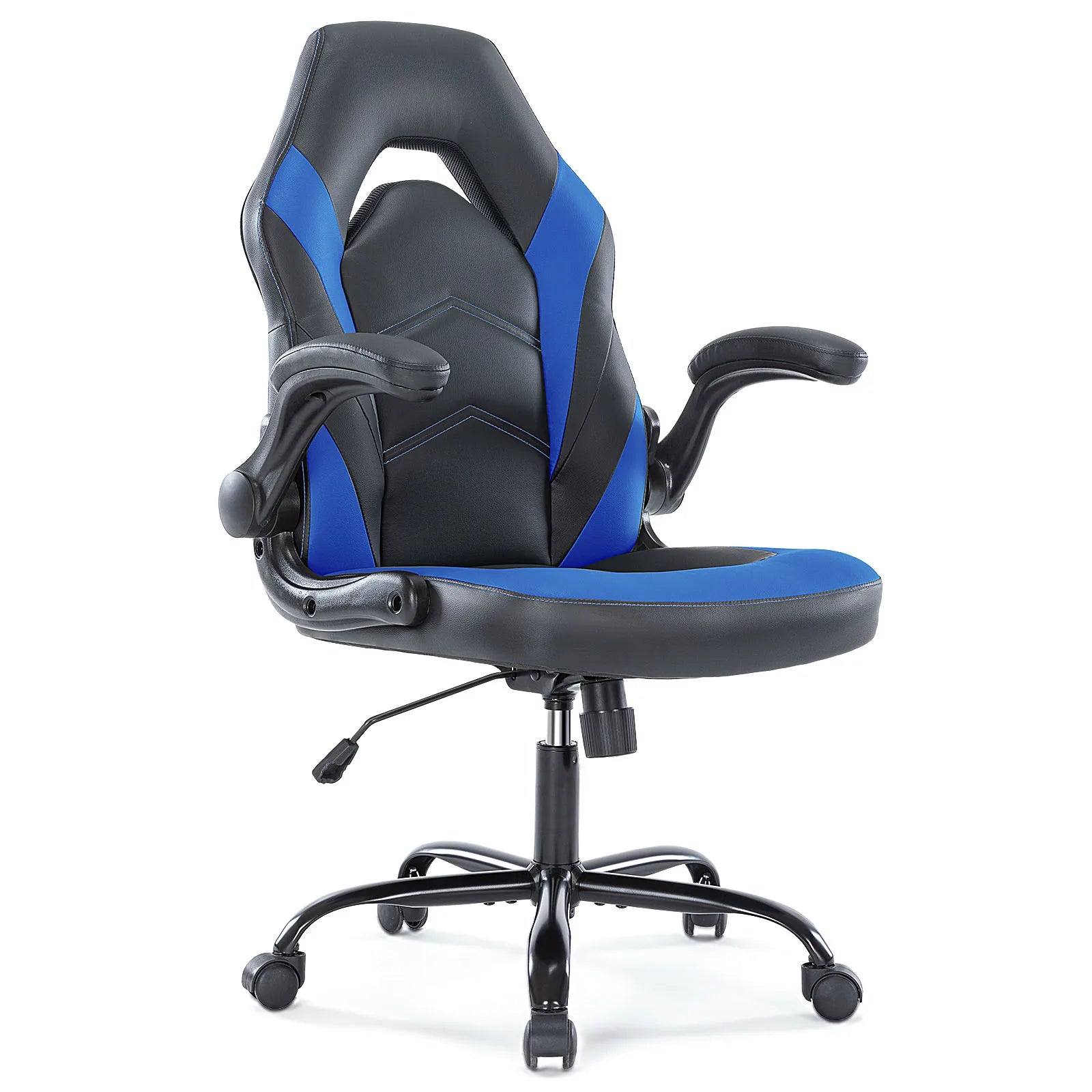 Gaming Chair PU Leather with Flip-Up Armrest Ergonomic Adjustable Seat