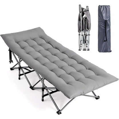 Folding Camping Cot With Mattress Pillow 1200D Oxford Carry Bag