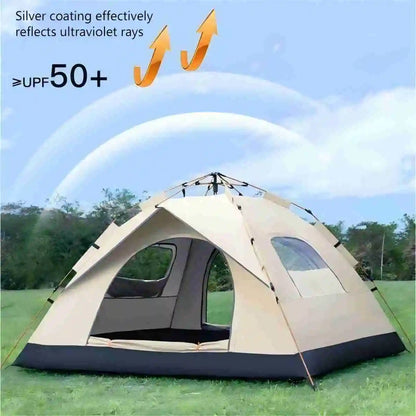 Outdoor Tent w/ 2 Doors, 2 Windows, One-Lift Automatic Open