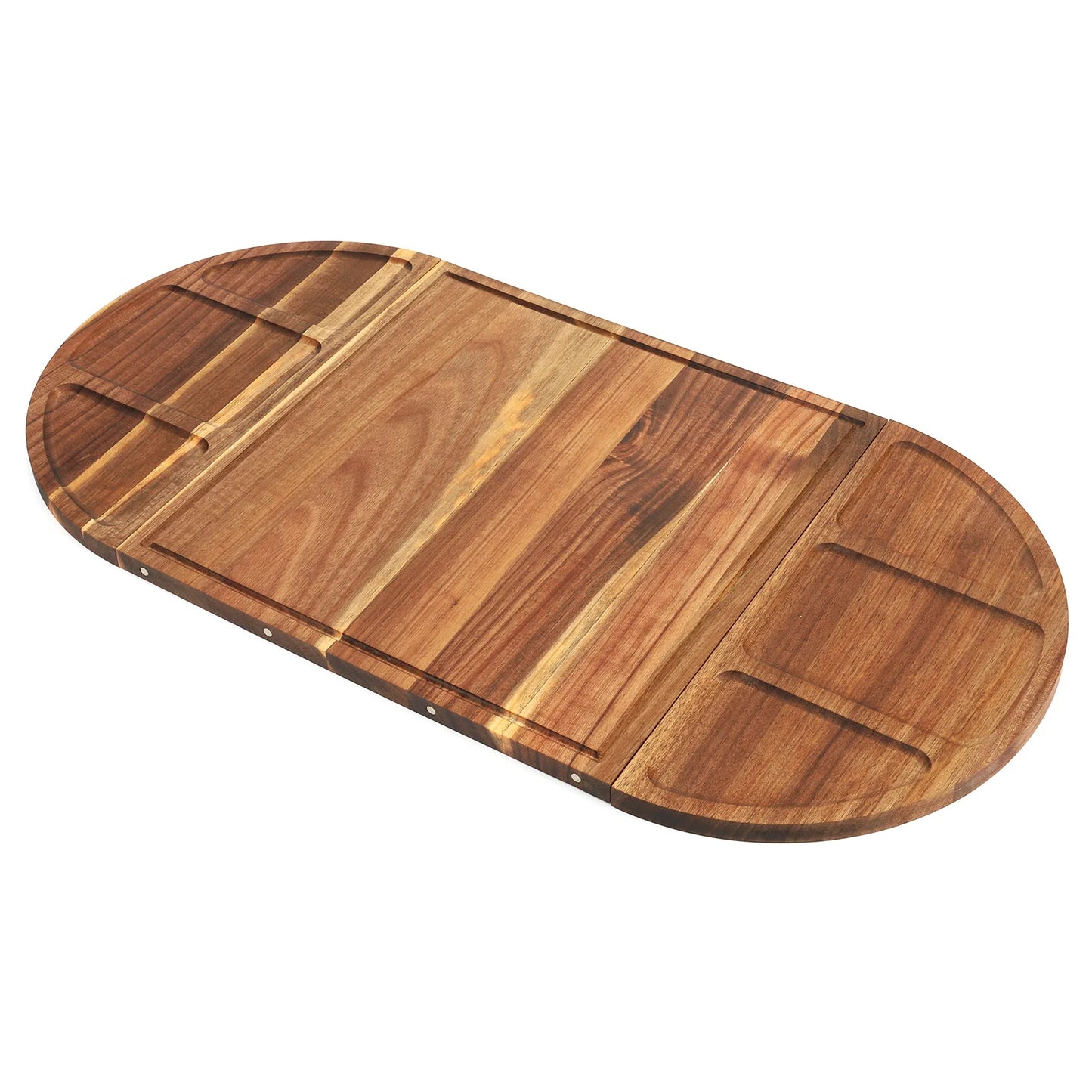 Acacia Wood Serving Tray Charcuterie Board Multi Function Grooves