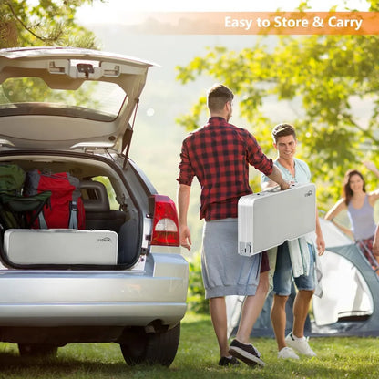 4Ft Folding Picnic Table with Seats/Umbrella Hole-Supports up to 265 Lbs. Lightweight and Fold Up